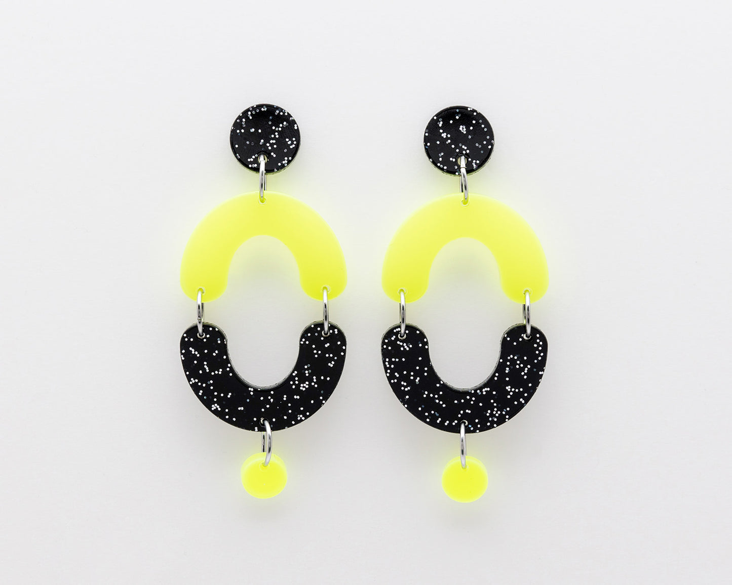 Boop earrings Neon yellow and black.
