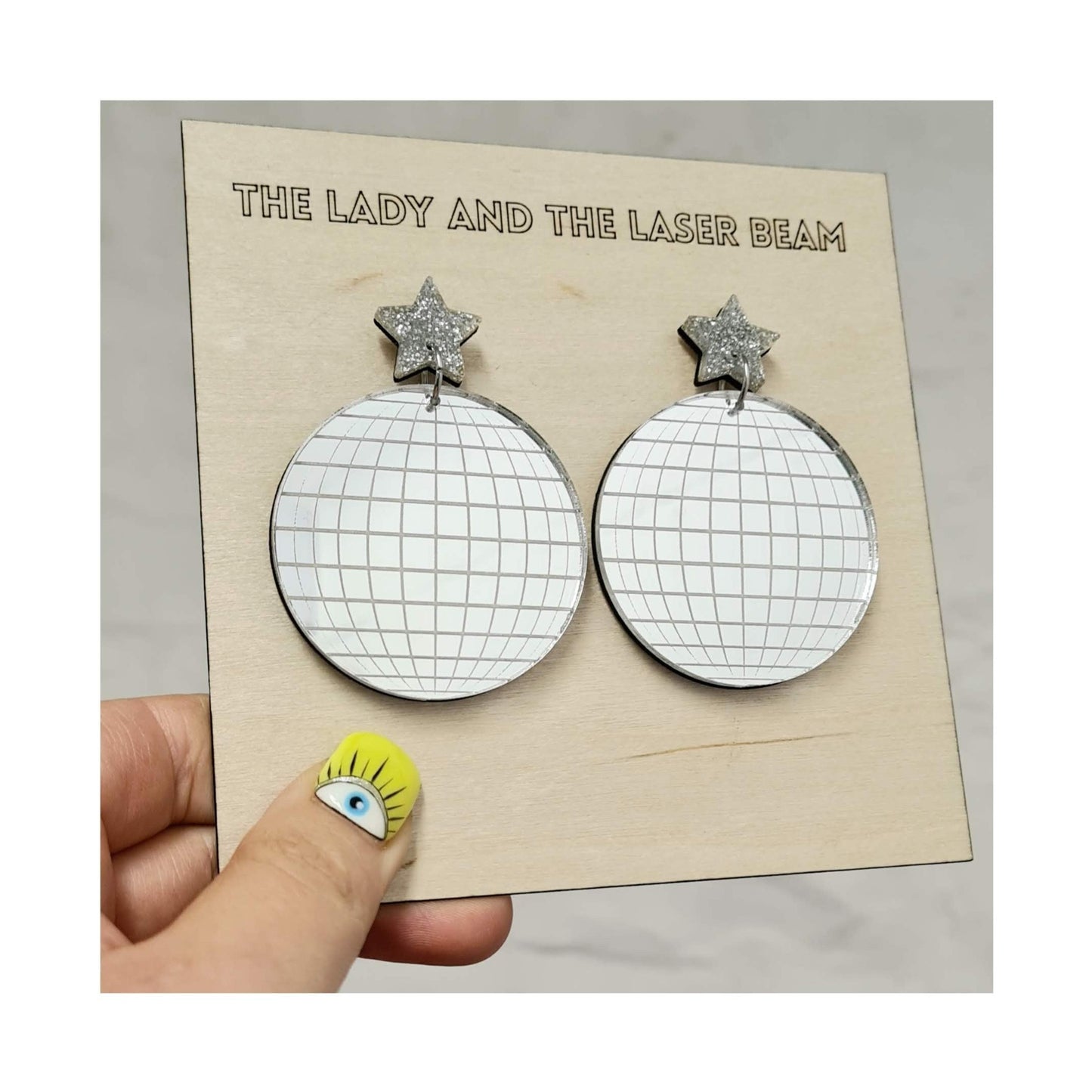 Large Disco Ball Earrings – Mirror & Glitter Acrylic