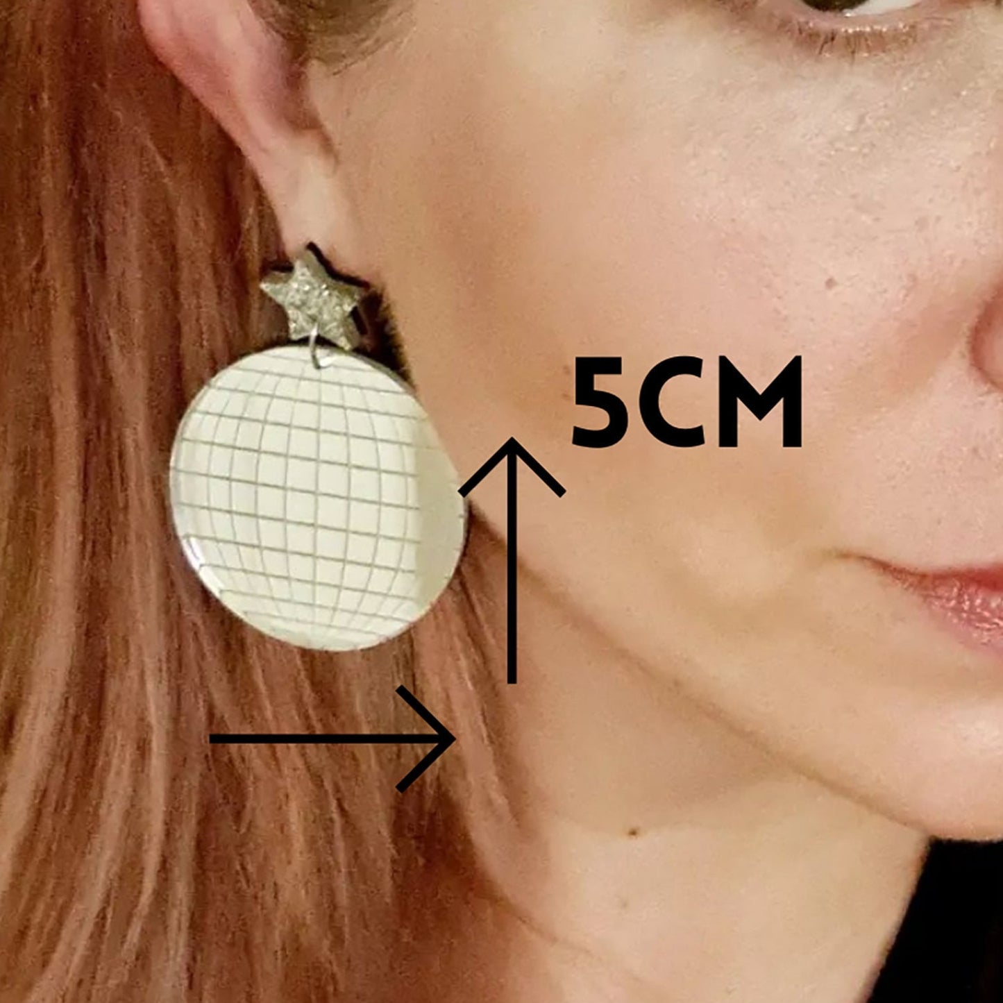 Large Disco Ball Earrings – Mirror & Glitter Acrylic