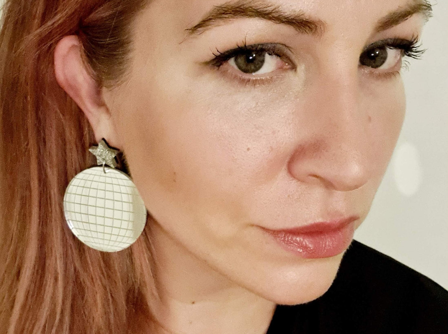 Large Disco Ball Earrings – Mirror & Glitter Acrylic