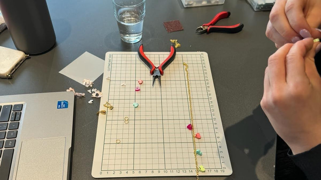 Jewellery pliers and a cutting mat at the jewellery making workshop