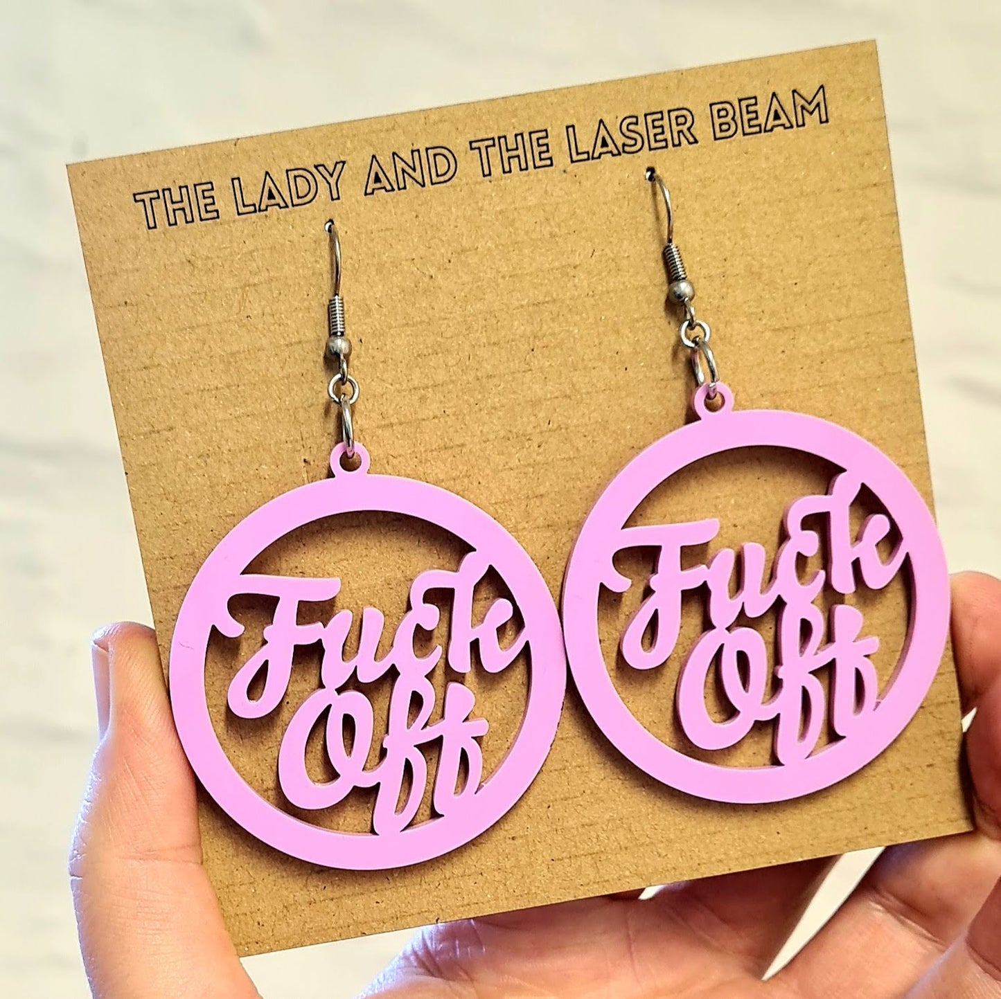 Fuck Off Earrings Bubblegum Pink