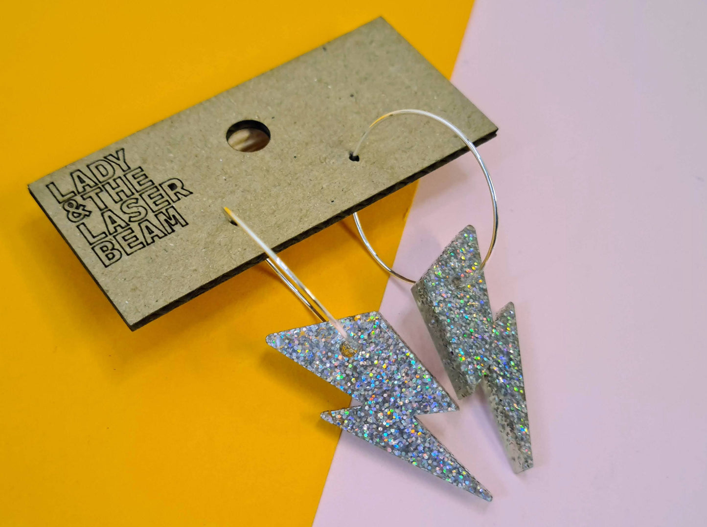 Holographic Glitter Lightning Bolt Earrings