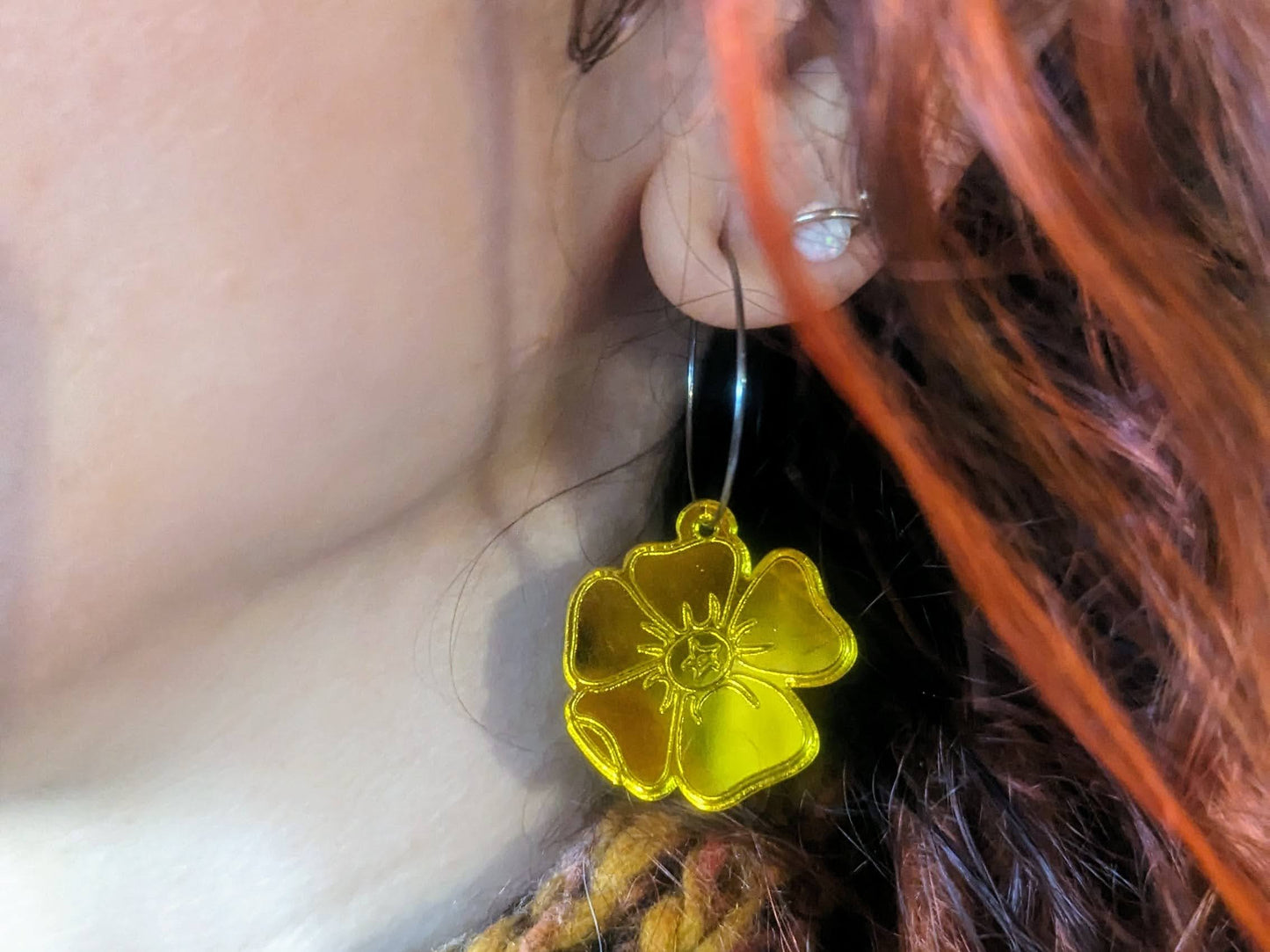 Yellow Dog Rose mirror earrings