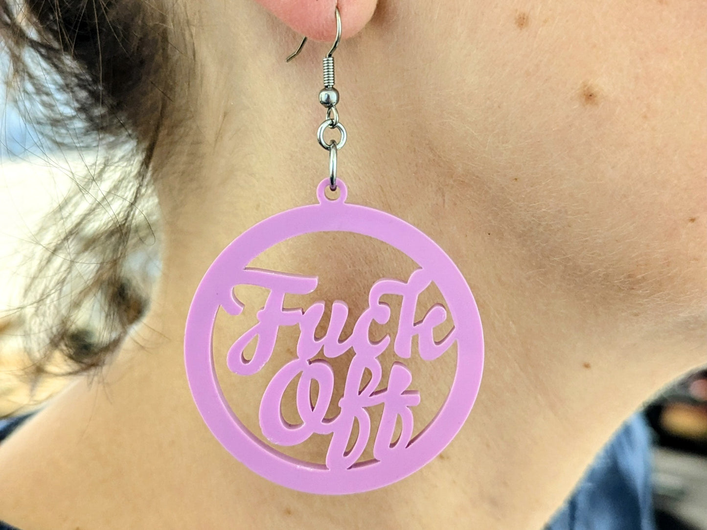 Fuck Off Earrings Bubblegum Pink