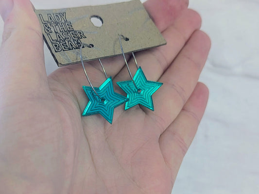 Green Laser Star Hoops