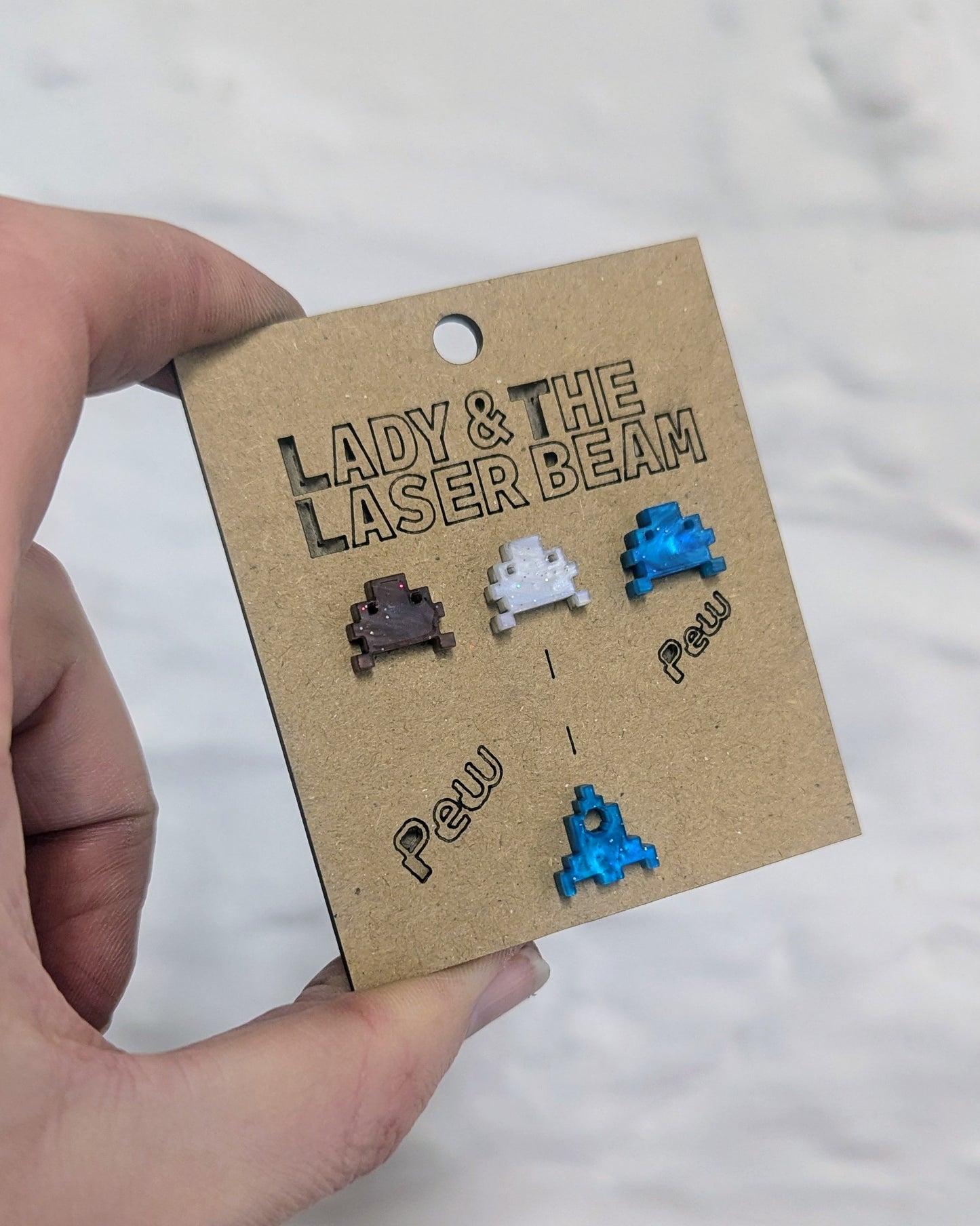 Glitter Space Invader Studs