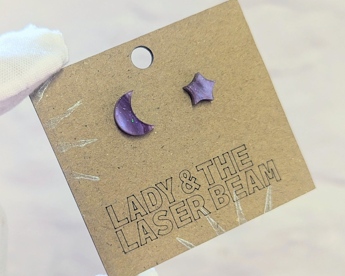 Galactic Purple Moon And Star Studs