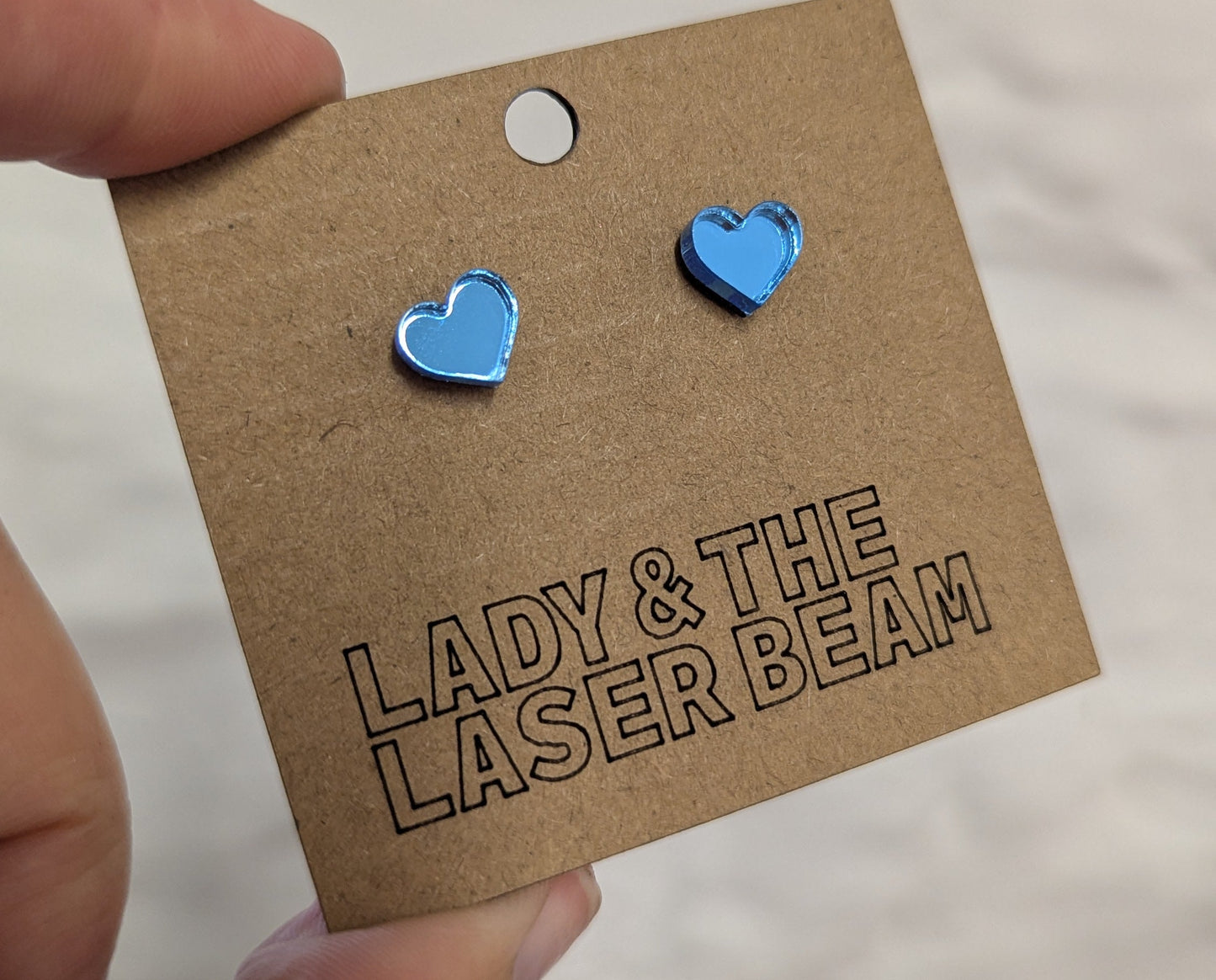 Mini Mirror Heart Studs - various colours