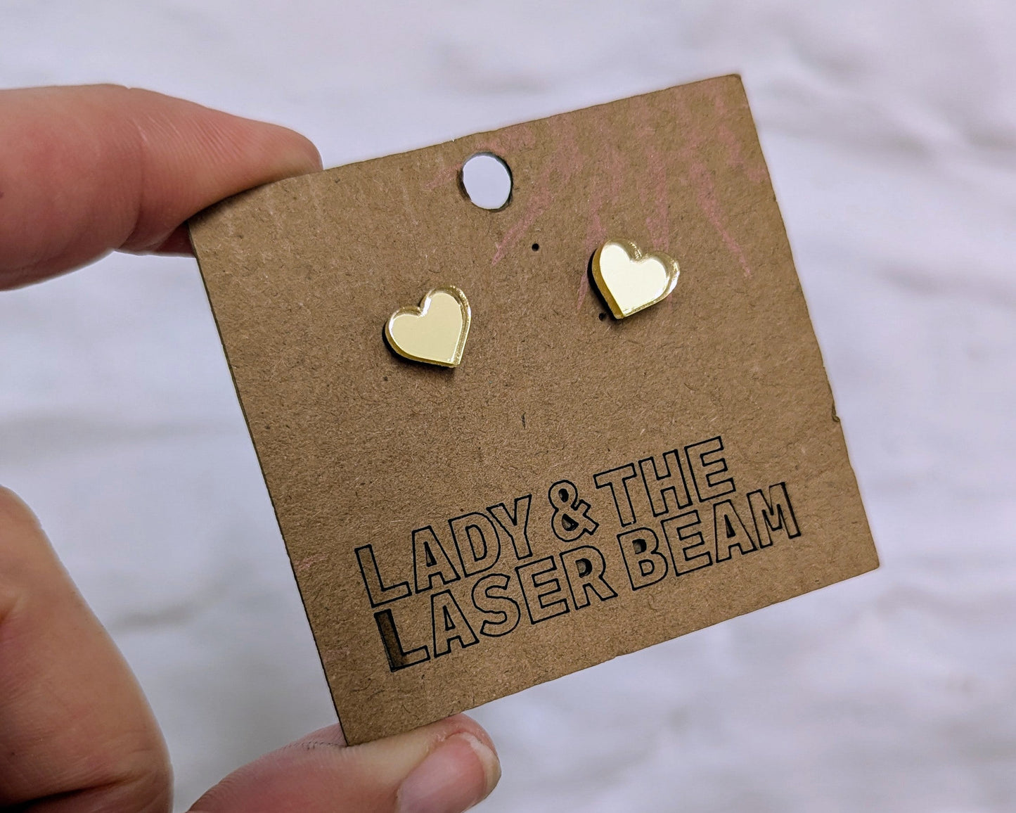 Mini Mirror Heart Studs - various colours