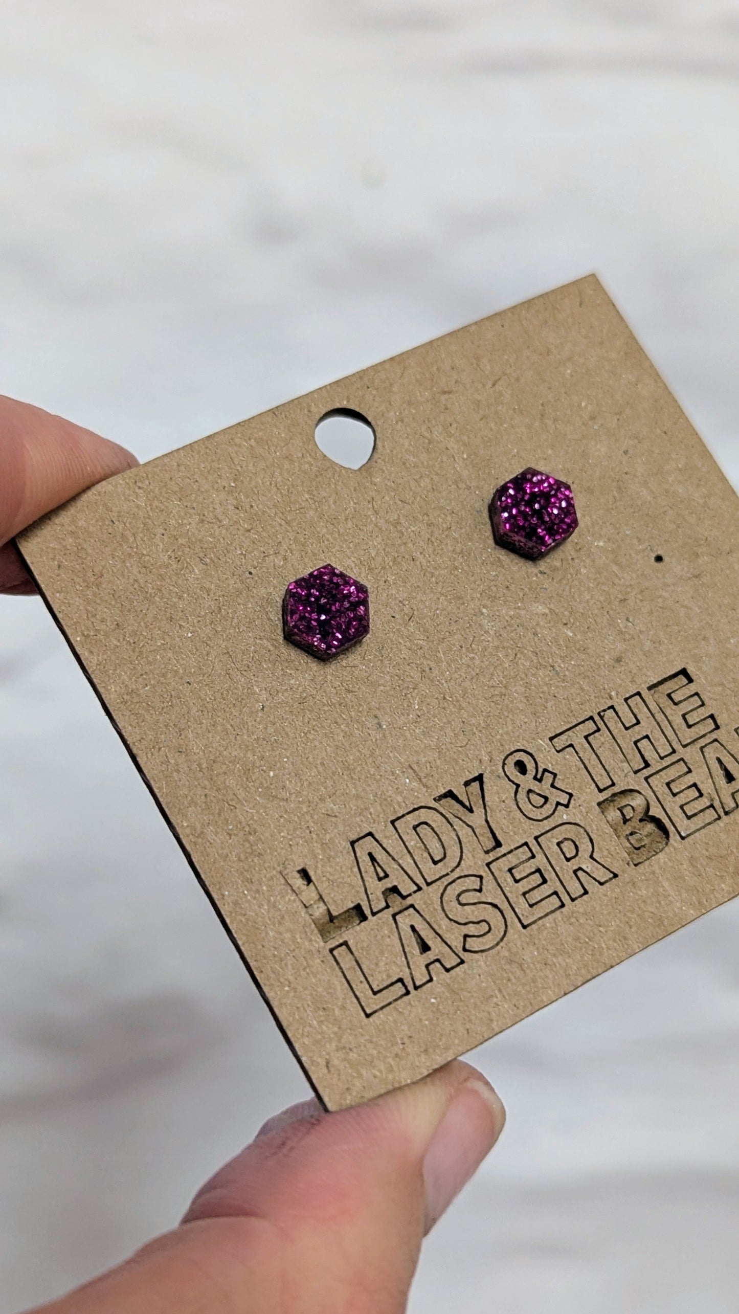 Glitter Hexagon Studs