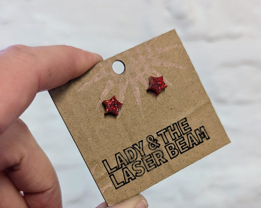 Mini Glitter Star Studs - various colours