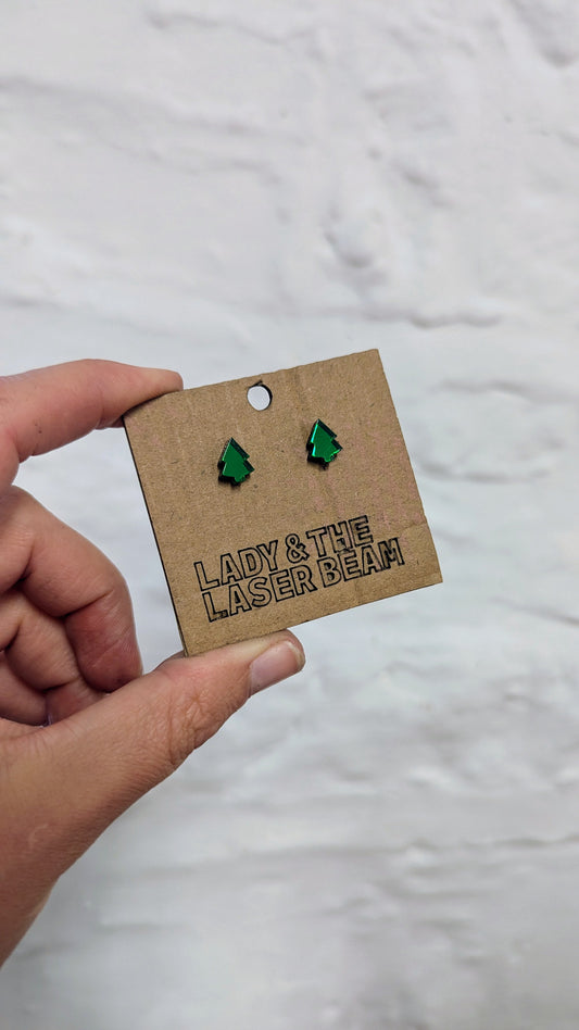 Mirror Christmas Tree Studs
