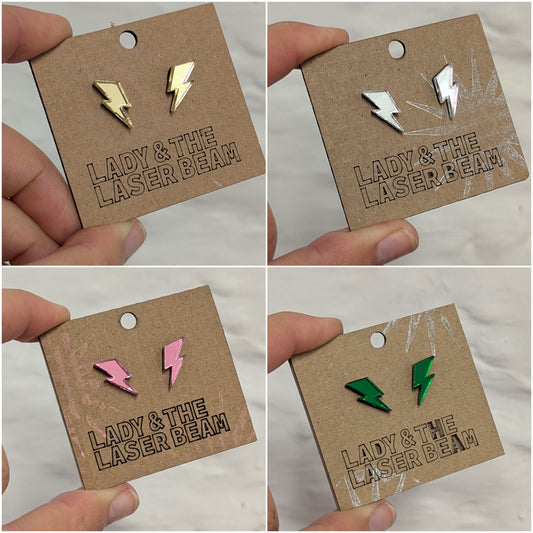Mirror lightning Bolt Studs - lots of colours available