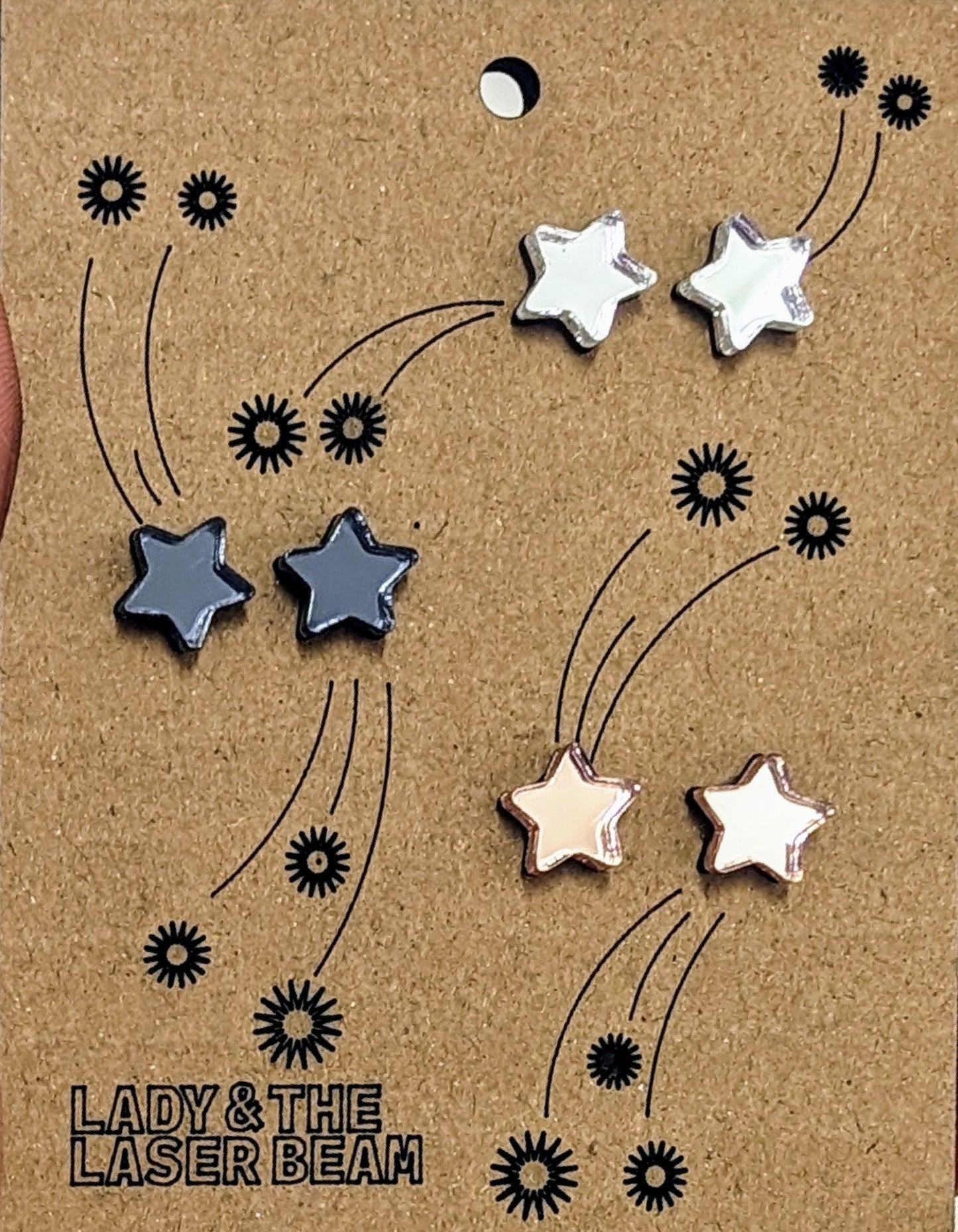 Shooting Star Stud Pack in Silver, Storm and Rose.