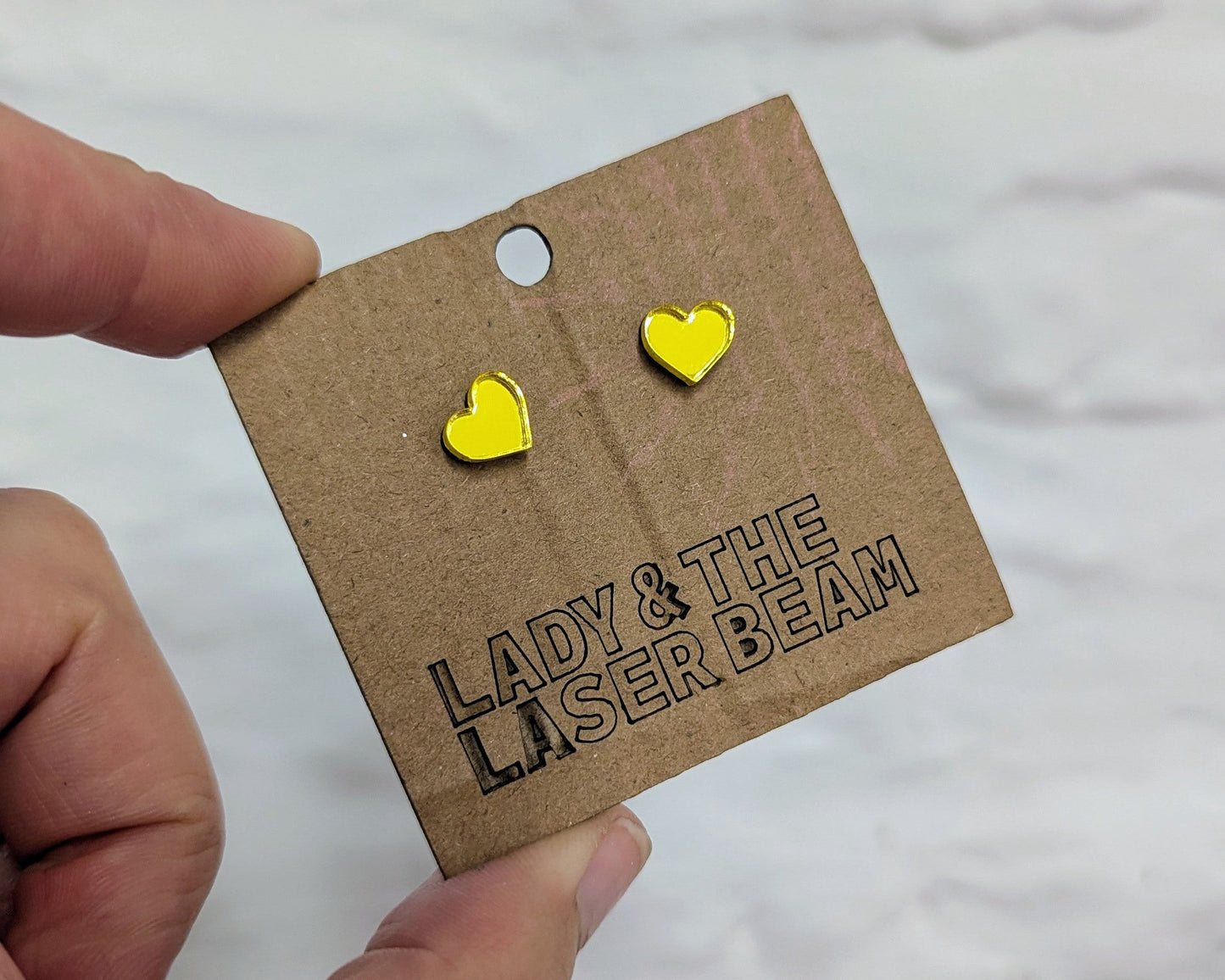 Mini Mirror Heart Studs - various colours