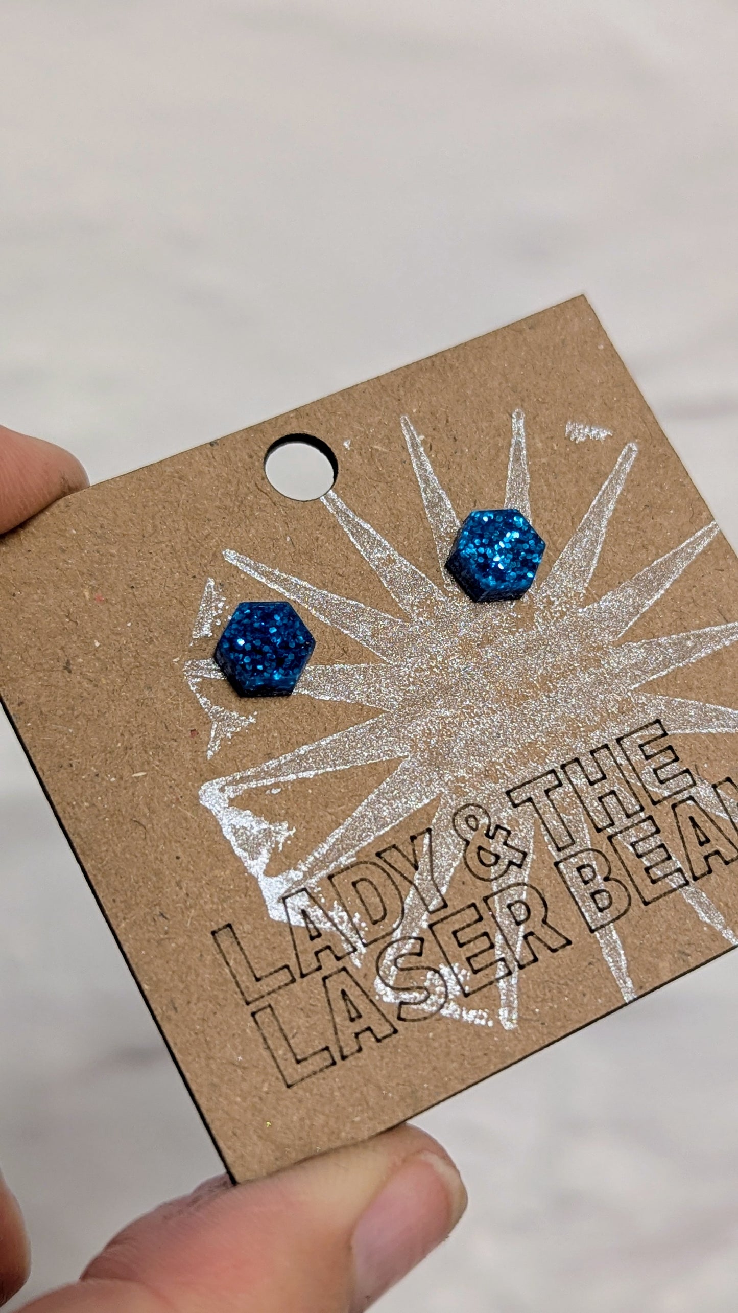Glitter Hexagon Studs