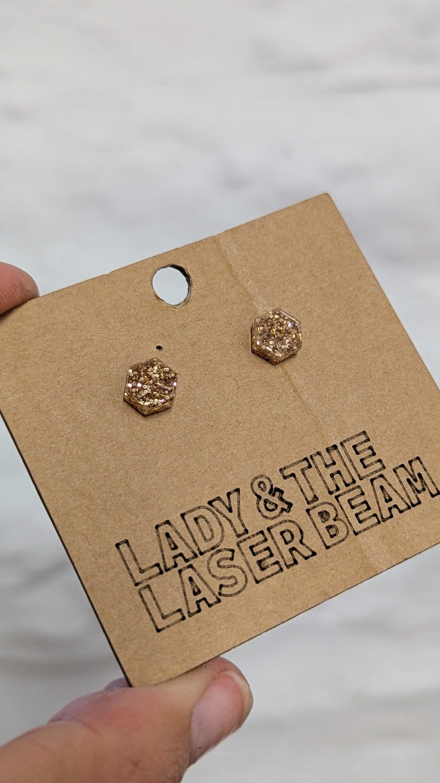 Glitter Hexagon Studs