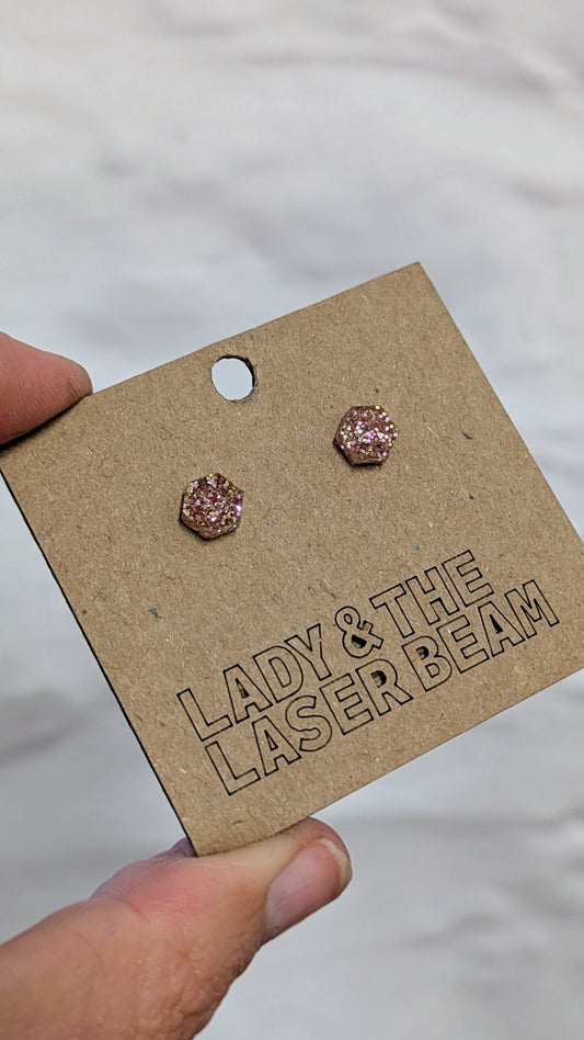 Glitter Hexagon Studs