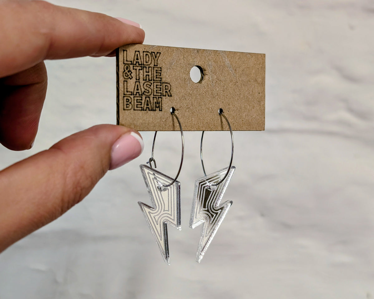 Silver Engraved lightning bolts