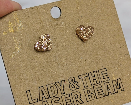 Mini Heart Studs Glitter - lots of colours