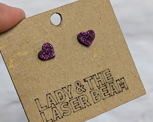 Mini Heart Studs Glitter - lots of colours