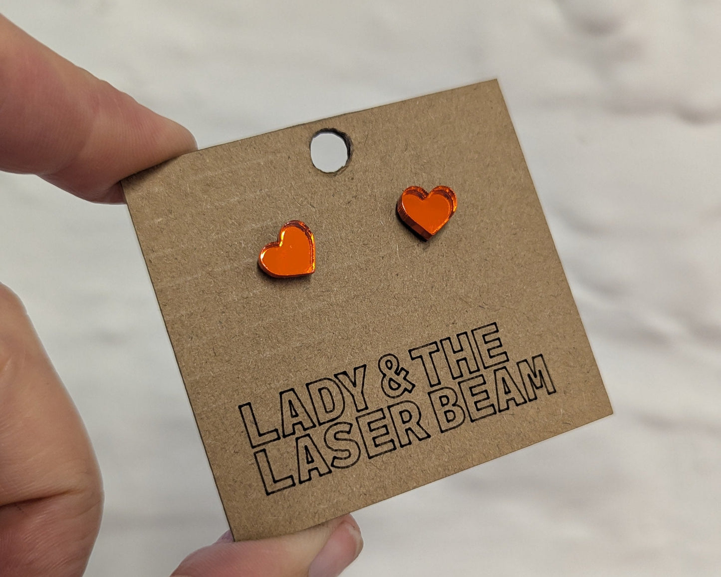 Mini Mirror Heart Studs - various colours