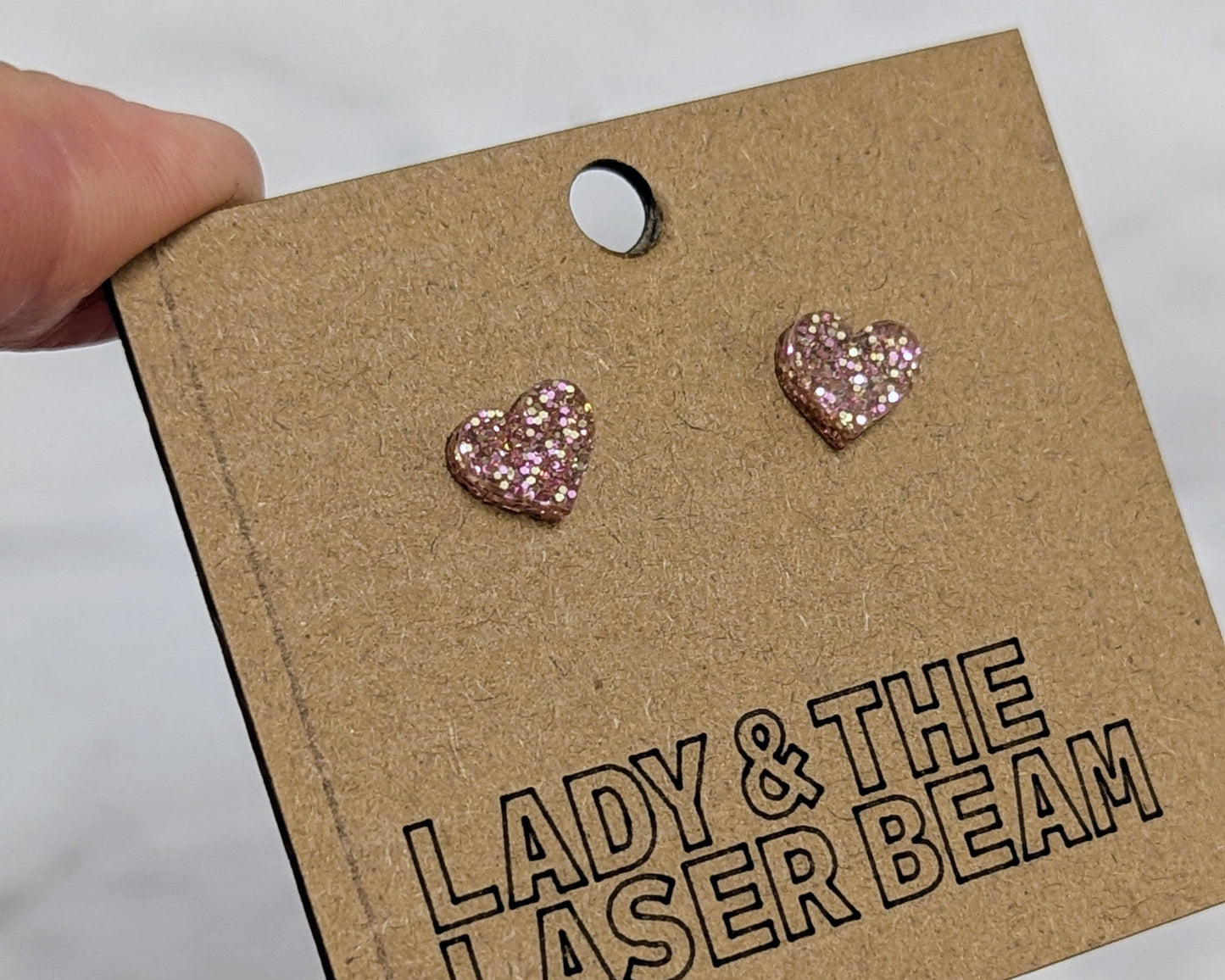 Mini Heart Studs Glitter - lots of colours