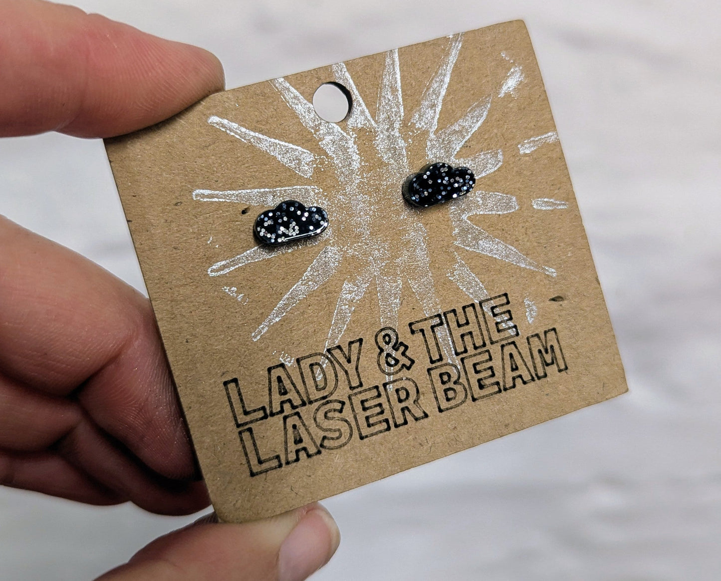 Black Glitter Cloud Stud
