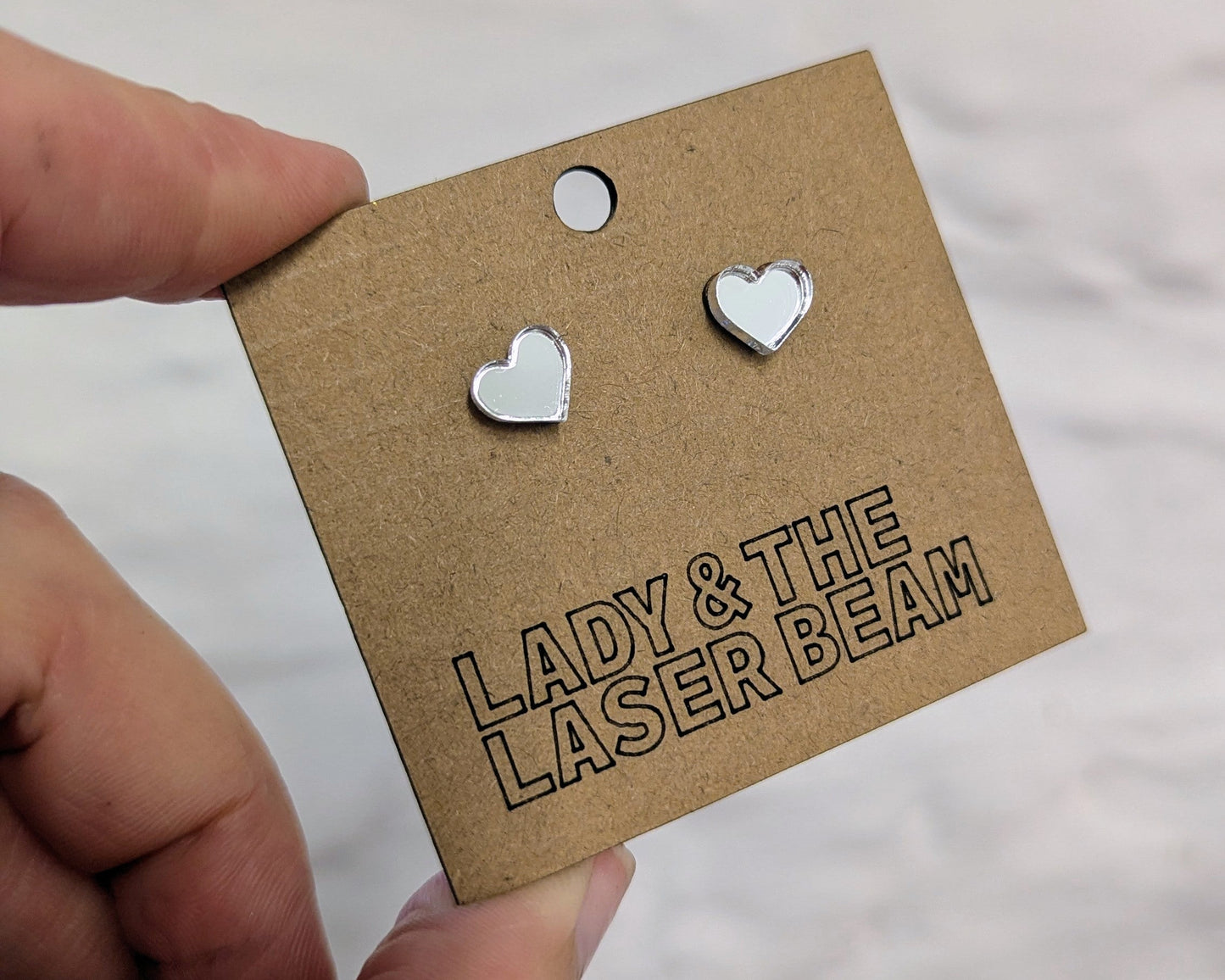 Mini Mirror Heart Studs - various colours