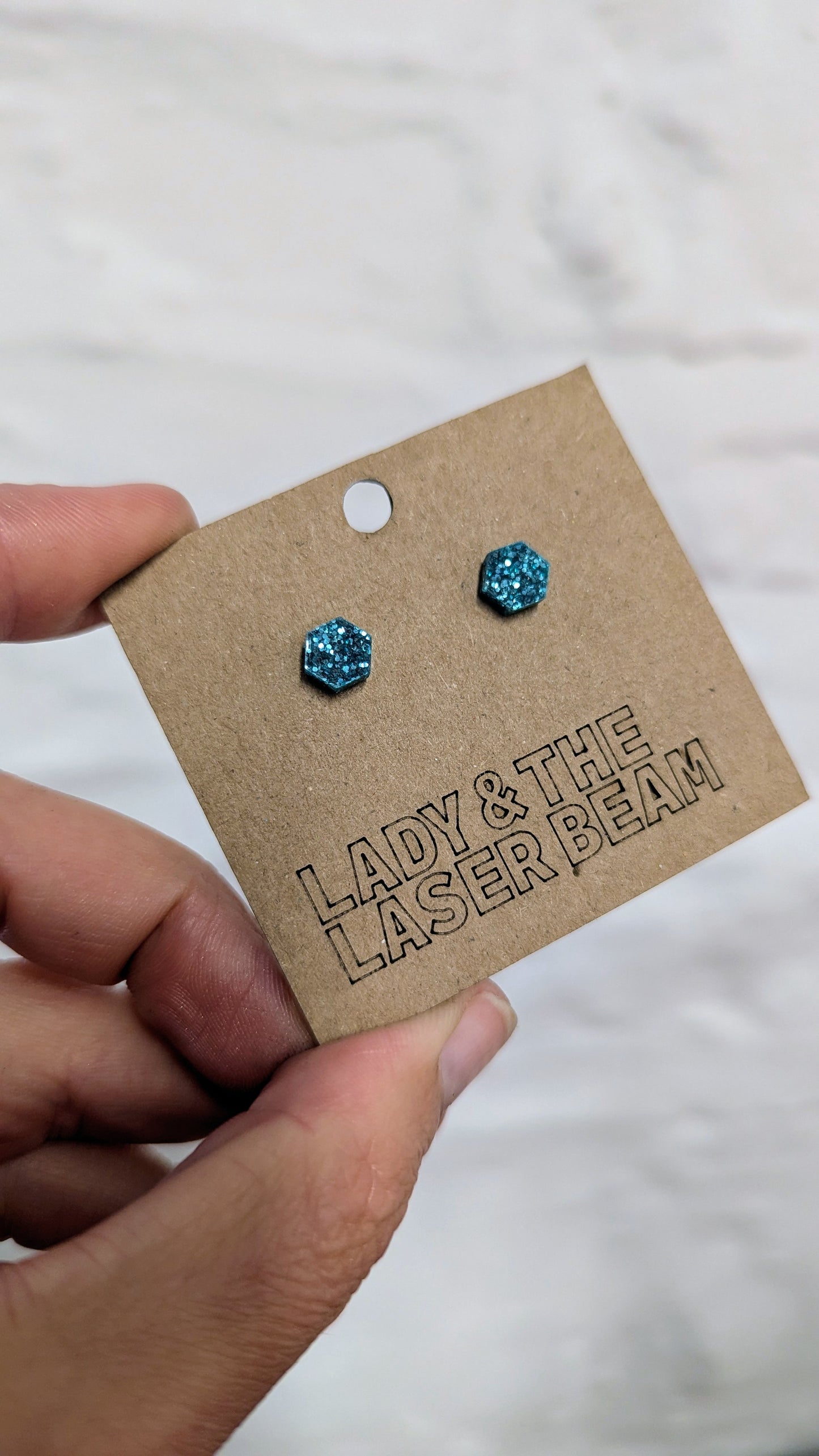 Glitter Hexagon Studs