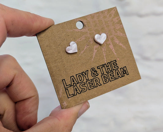 Mini Pearlised Heart Studs