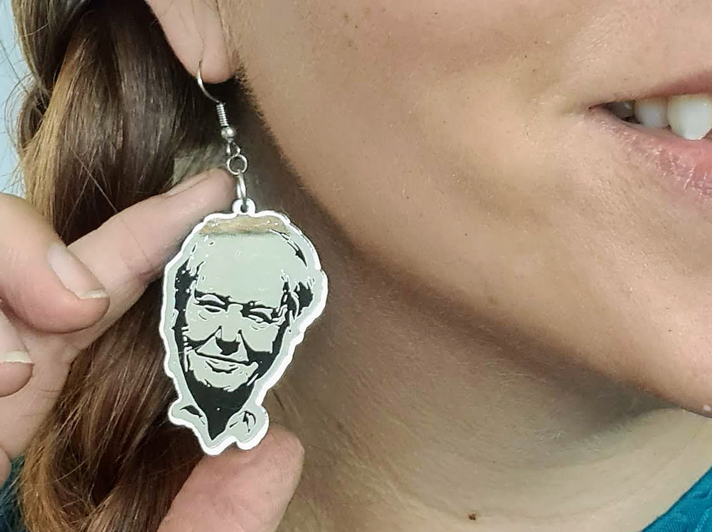 David Attenborough silver mirror earrings | Sir David Attenborough | David Attenborough picture