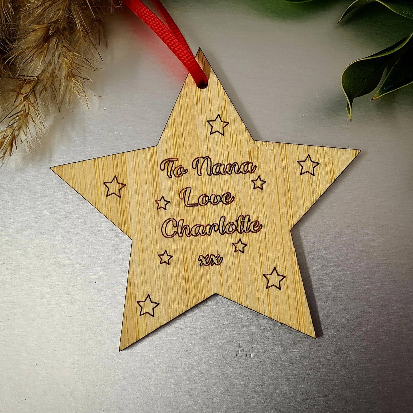 Personalised sustainable bamboo star decoration | Birth Star | Memorial Star