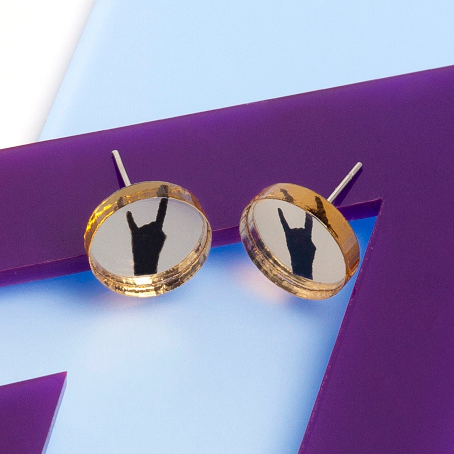 Gold Mirror Rock Hand Studs