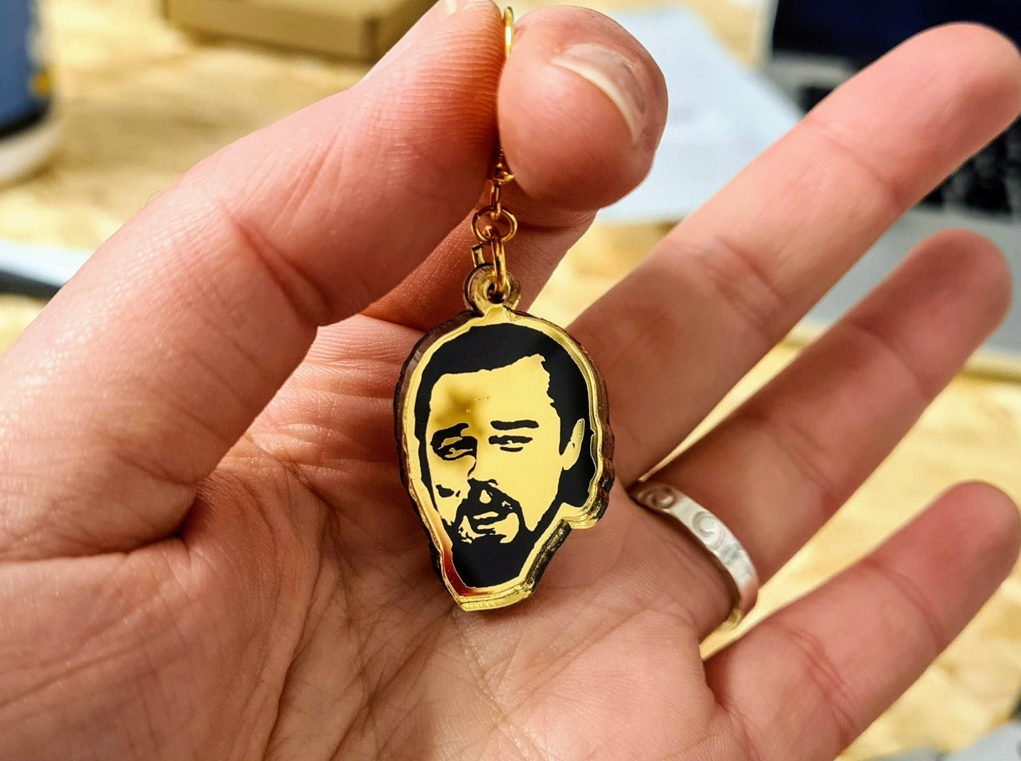 Leonardo Dicaprio Meme gold mirror acrylic earrings