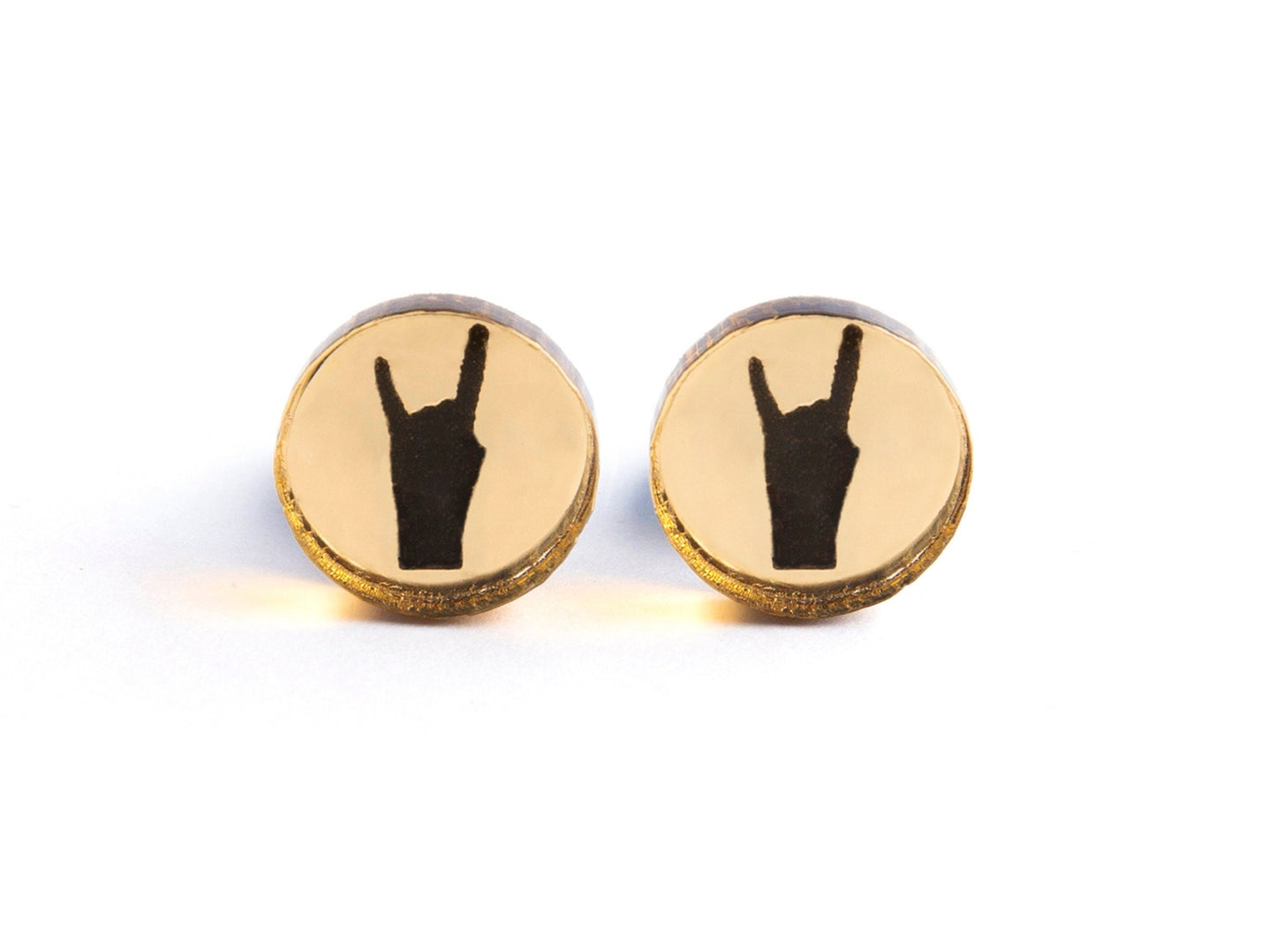 Gold Mirror Rock Hand Studs