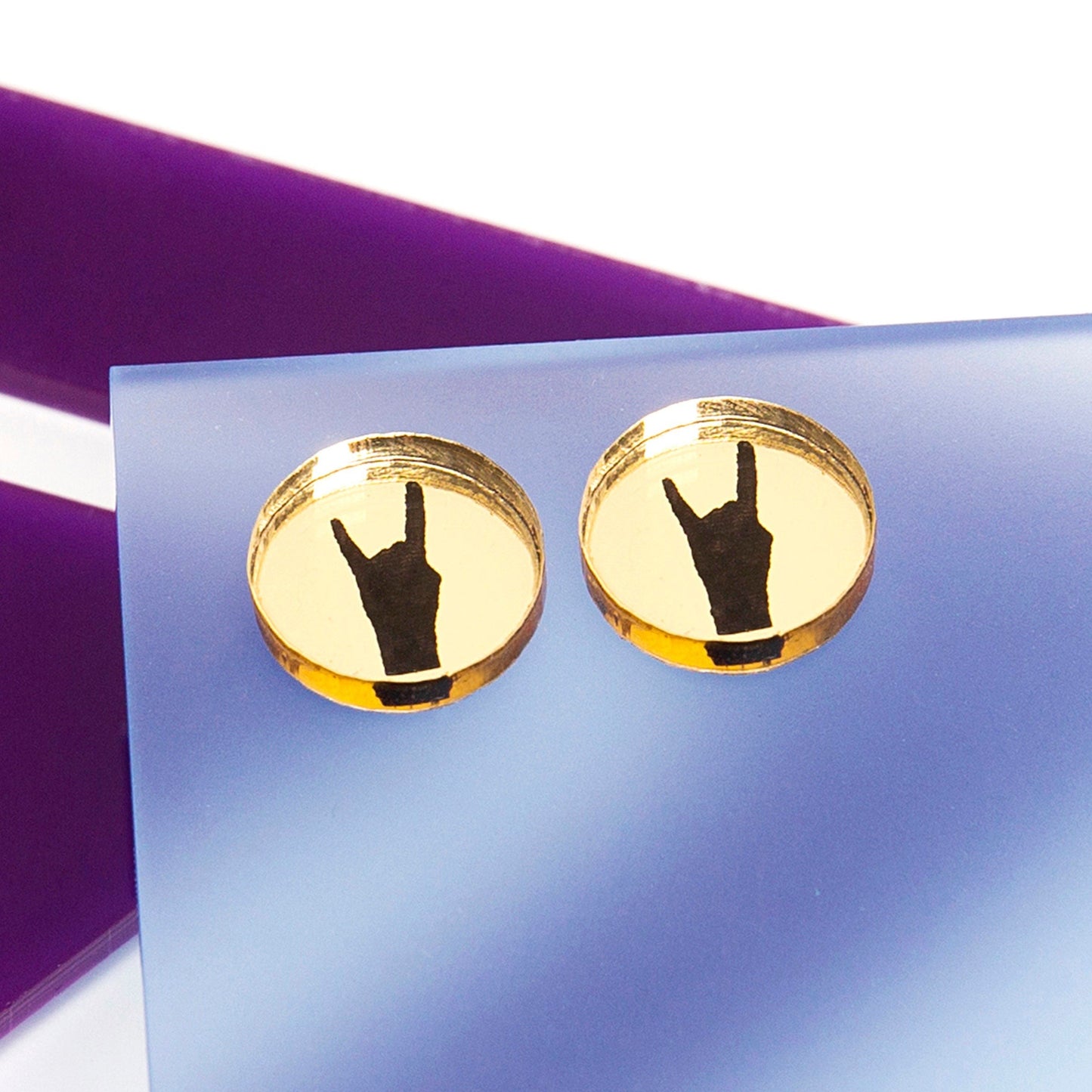 Gold Mirror Rock Hand Studs