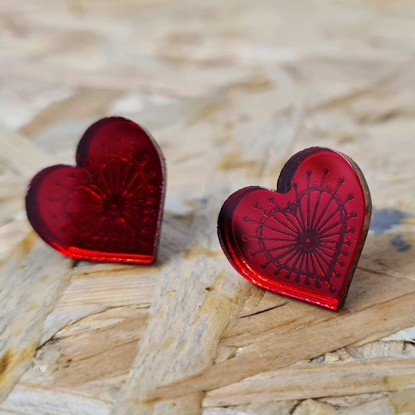 Deco Mirror Heart Studs