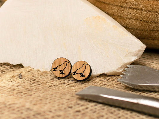 Bamboo Crow Studs. Sustainable earrings, eco jewellery.