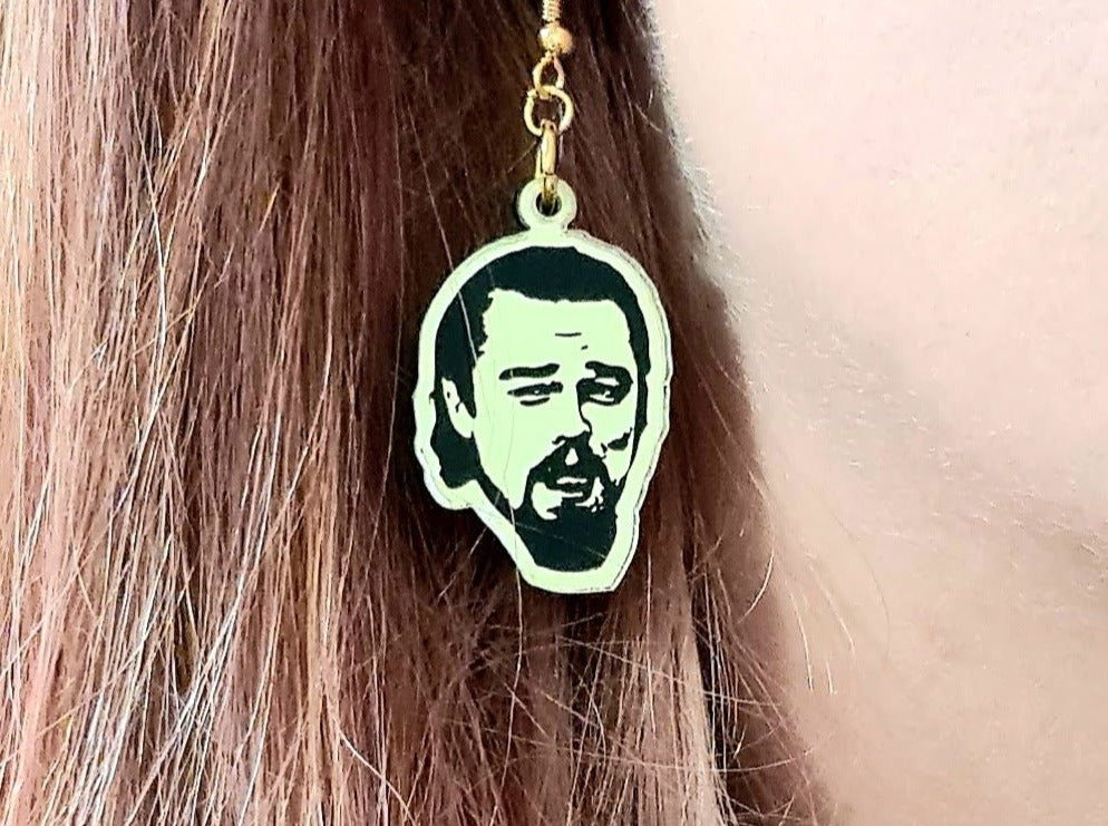 Leonardo Dicaprio Meme gold mirror acrylic earrings