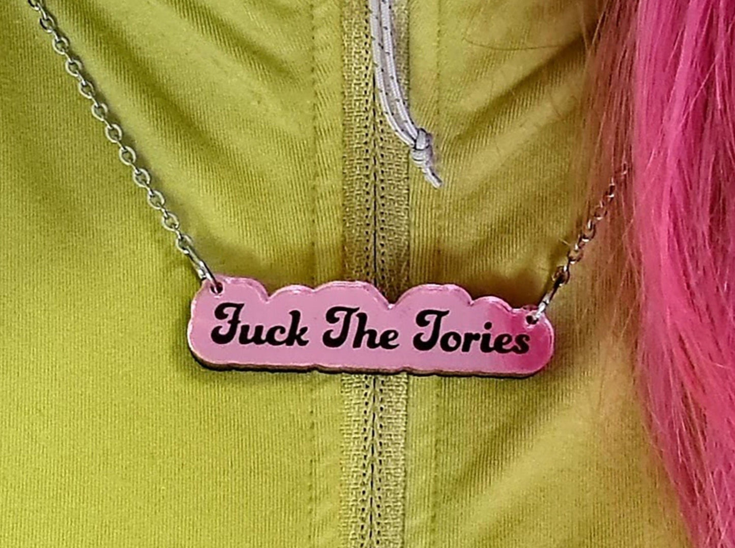 Fuck The Tories Necklace | Many colours | Anti Tory Necklace | choice of chain length | Fuck necklace