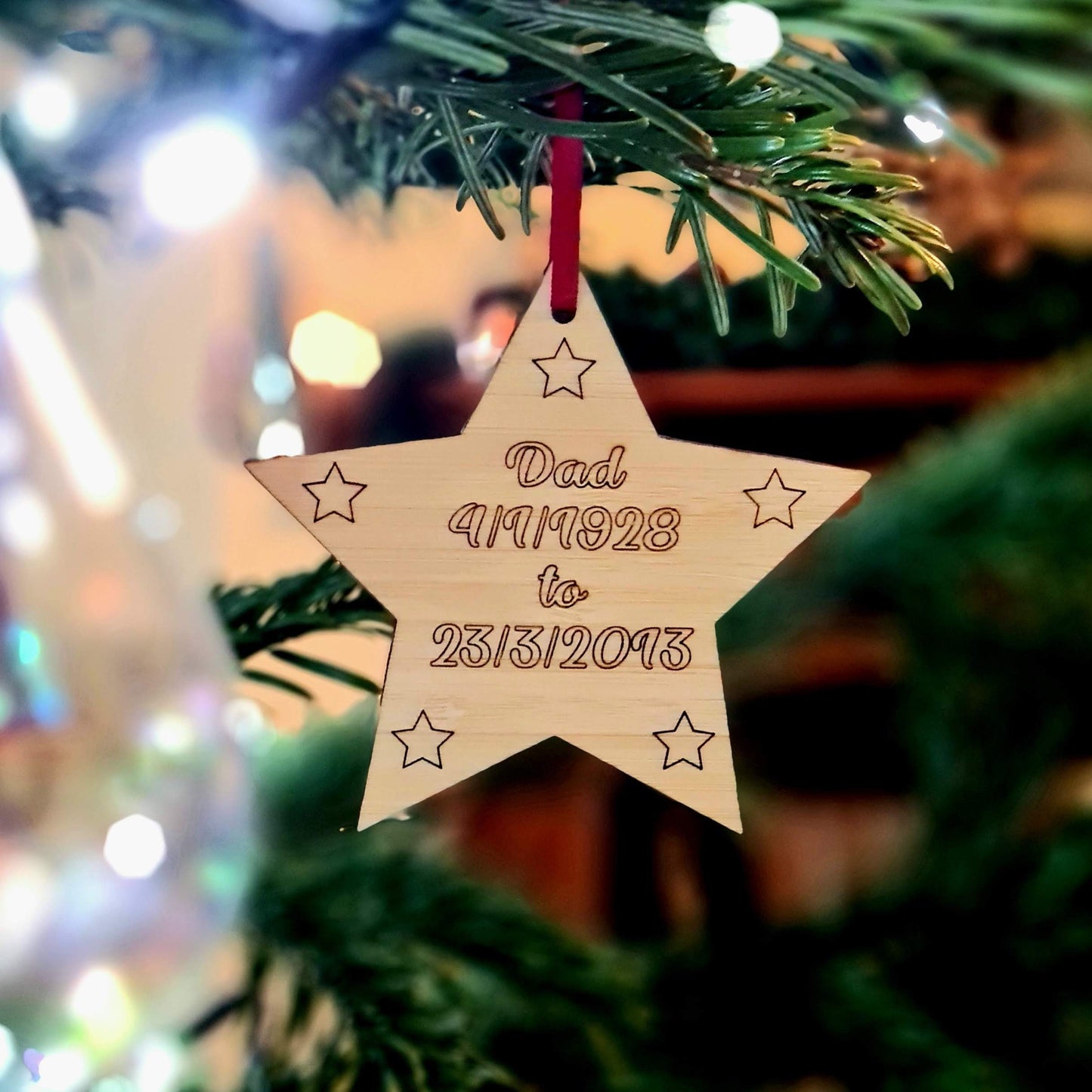 Personalised sustainable bamboo star decoration | Birth Star | Memorial Star