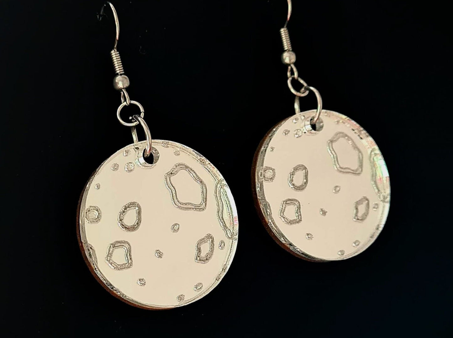 Luna drop earrings . Full moon earrings . Sterling Silver option available